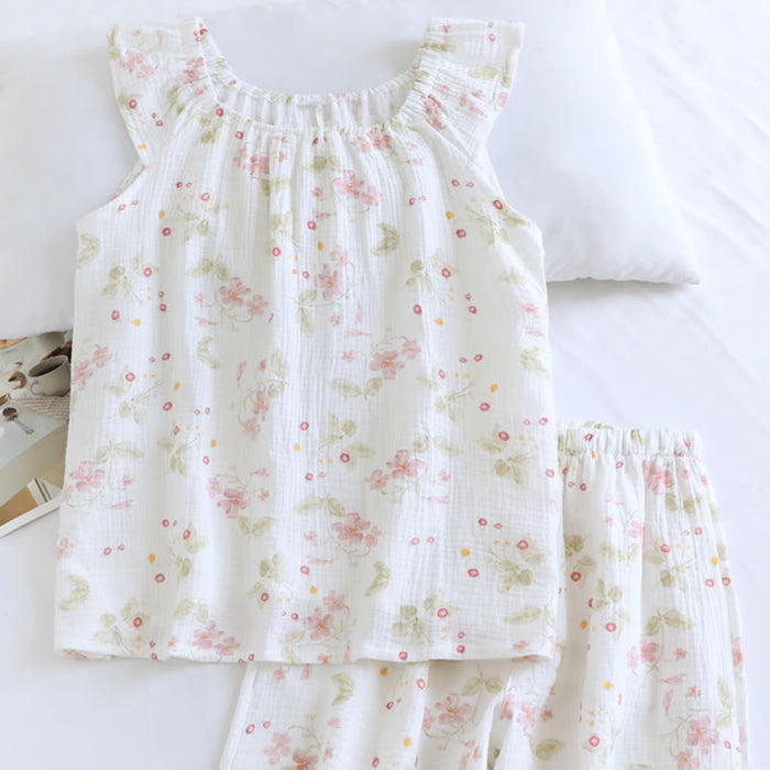 Ownkoti Cherry Blossom Flutter Sleeve Loungewear Set
