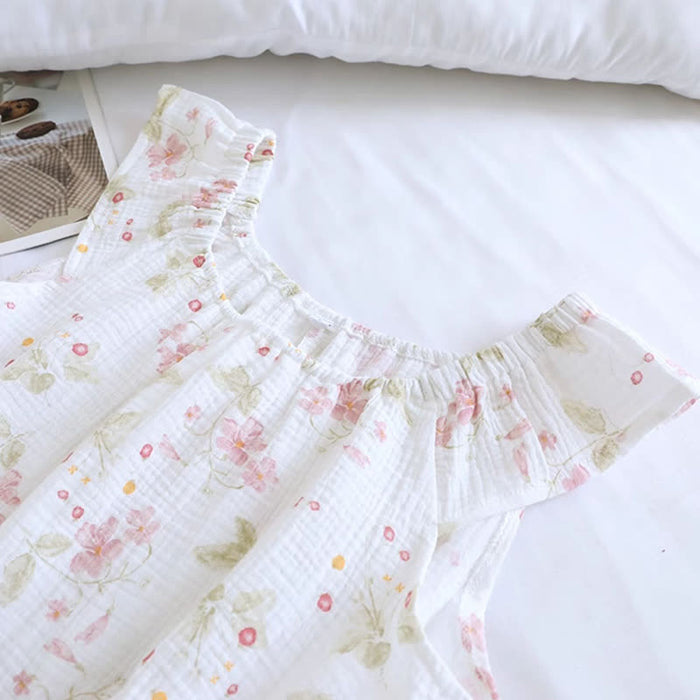 Ownkoti Cherry Blossom Flutter Sleeve Loungewear Set