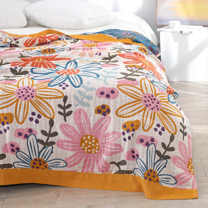 Childlike Flower Cotton Gauze Reversible Quilt Quilts Ownkoti 2