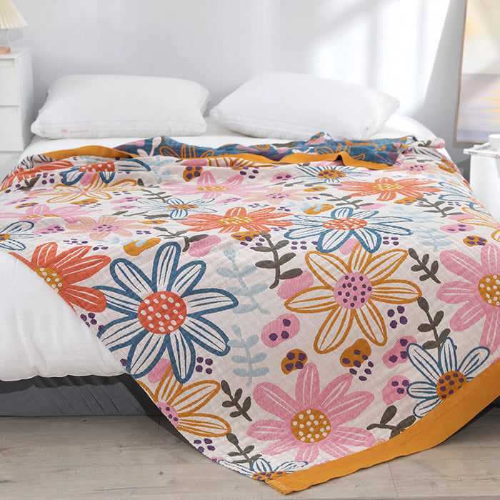Childlike Flower Cotton Gauze Reversible Quilt Quilts Ownkoti 3
