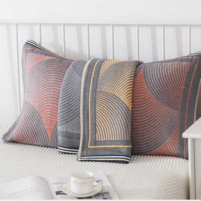 Ownkoti Circle Stripe Breathable Pillow Towel (2PCS) Pillowcases Ownkoti 3