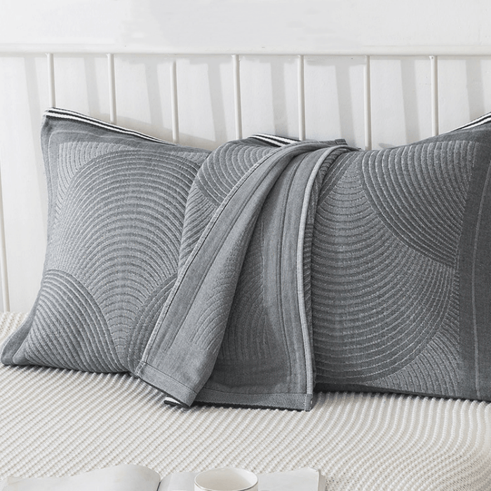 Ownkoti Circle Stripe Breathable Pillow Towel (2PCS) Pillowcases Ownkoti Gray 52cm x 75cm