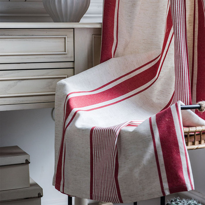 Colorblock Striped Curtains Cotton Linen Drapes