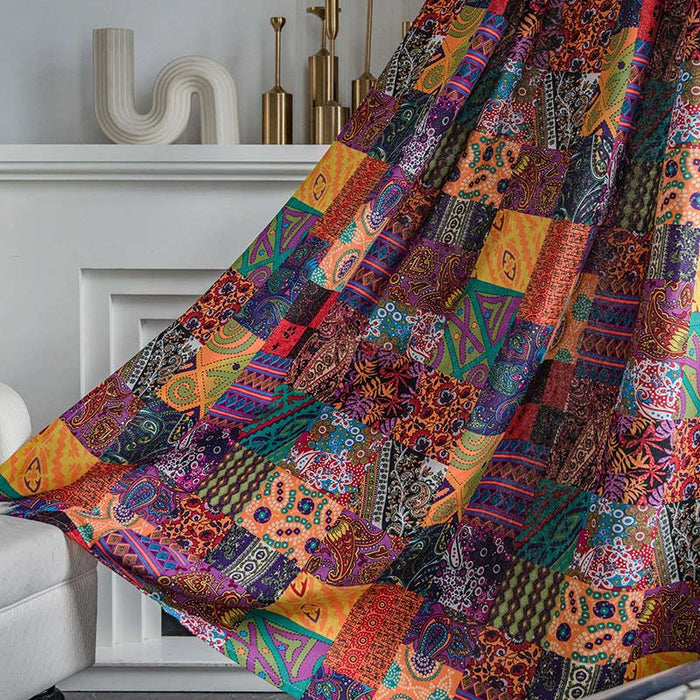 Colorful Boho Cotton Linen Window Curtains