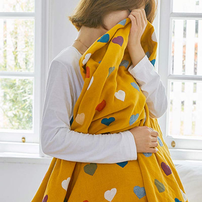 Ownkoti Colorful Hearts Cotton Gauze Reversible Quilt