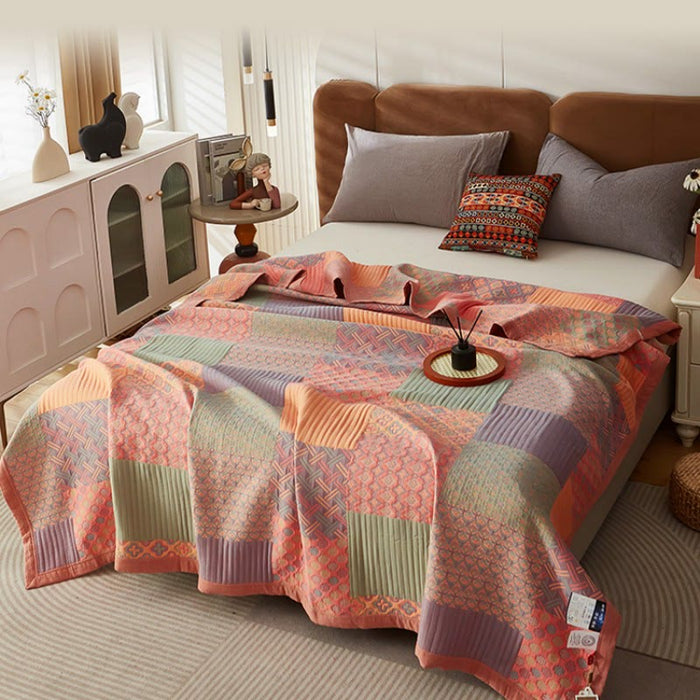Ownkoti Colorful Square Pattern Cotton Reversible Quilt - image 1