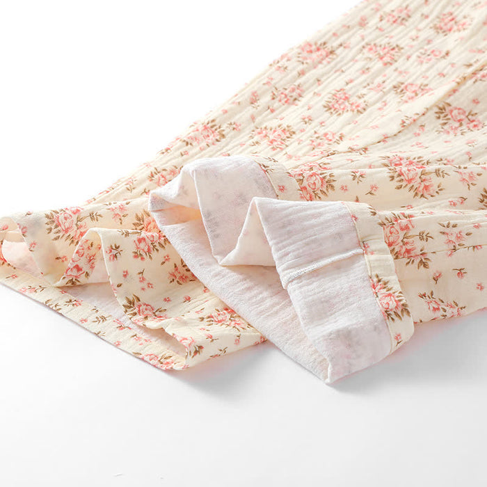 Ownkoti Cotton Double Gauze Floral Long Sleeve Loungewear Set