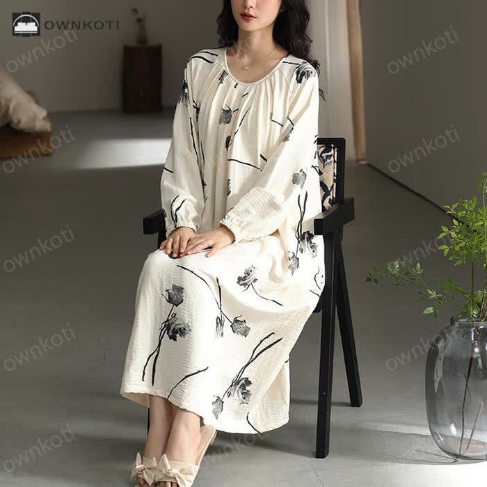 Ownkoti Cotton Floral Chest Padding Nightgown