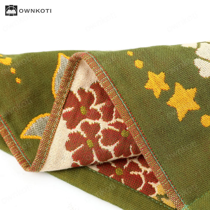 Ownkoti Cotton Gauze Jacquard Retro Floral Kitchen Towel