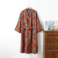 Ownkoti Cotton Gauze Jacquard Retro Quick-dry Bathrobe