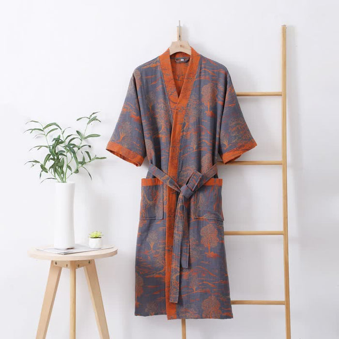 Ownkoti Cotton Gauze Natural Style Lightweight Robe