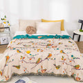 Ownkoti Cotton Gauze Pastoral Bird Tassel Quilt