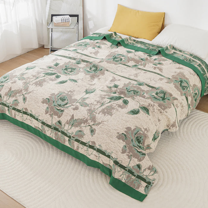 Cotton Gauze Rose Print Comfy Blanket - image 4