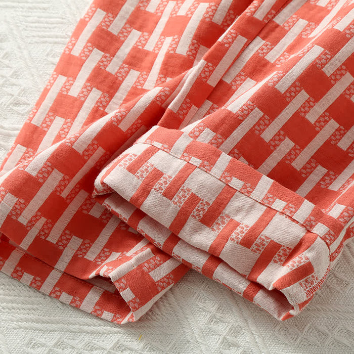 Ownkoti Cotton Gauze Round-neck Pajama Set