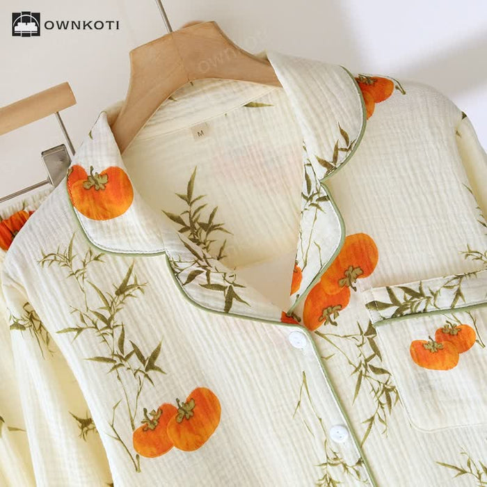 Ownkoti Cotton Gauze Rural Persimmon Loungewear Set