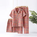 Ownkoti Cotton Gauze Short Sleeve Pajama Set(3PCS)