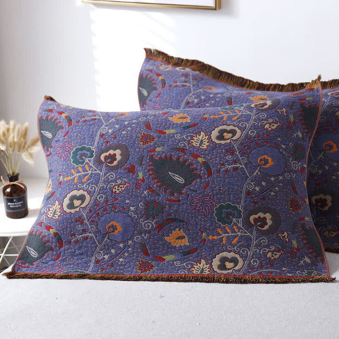 Ownkoti Cotton Gauze Vintage Floral Pillow Towel(2PCS)