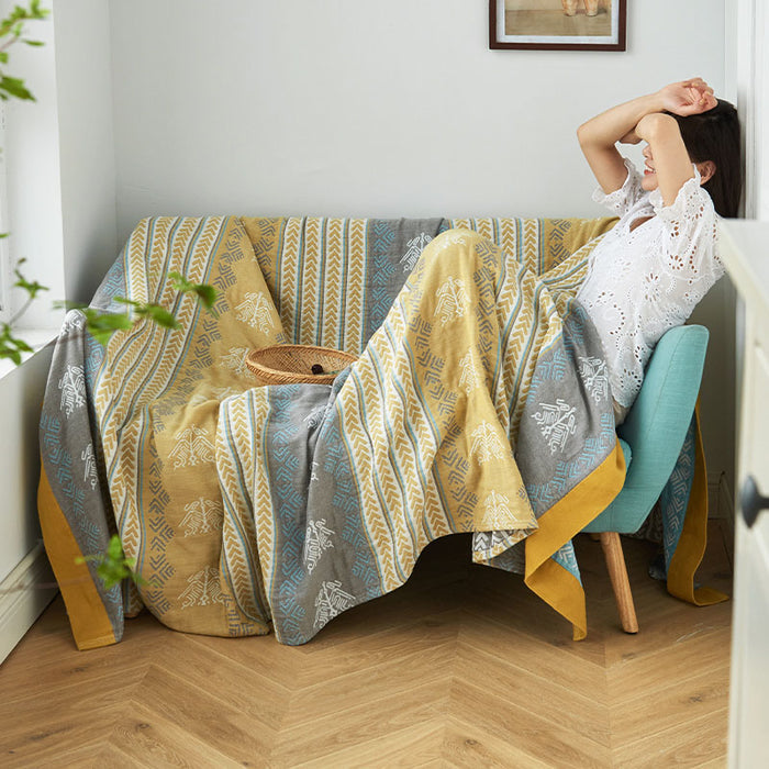 Cotton Wheat Ear Print Reversible Blanket