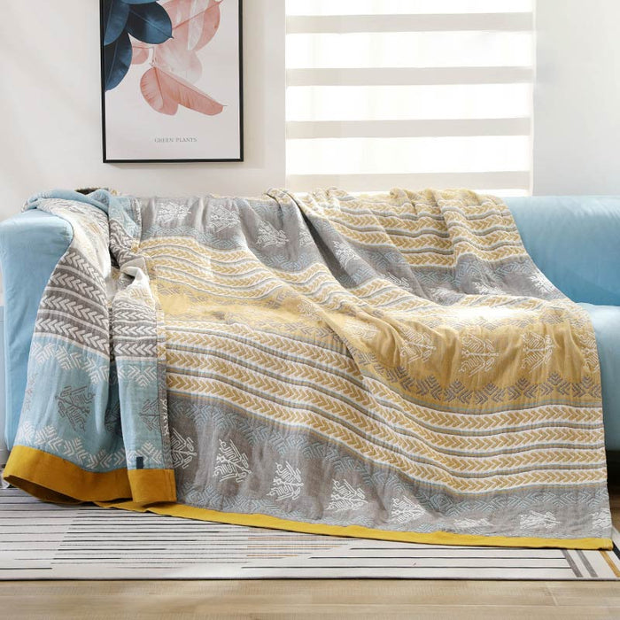 Cotton Wheat Ear Print Reversible Blanket