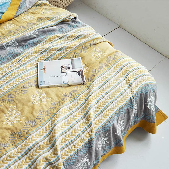 Cotton Wheat Ear Print Reversible Blanket