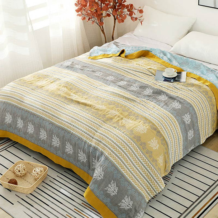 Cotton Wheat Ear Print Reversible Blanket