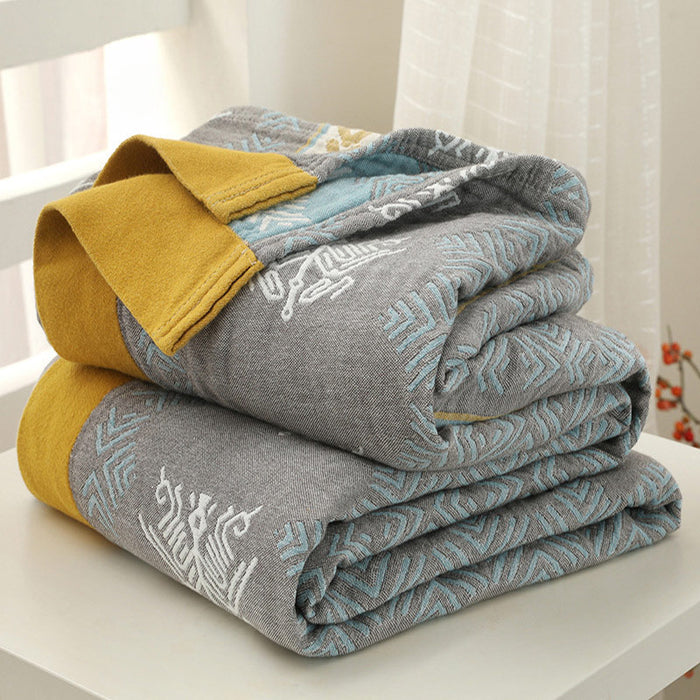 Cotton Wheat Ear Print Reversible Blanket