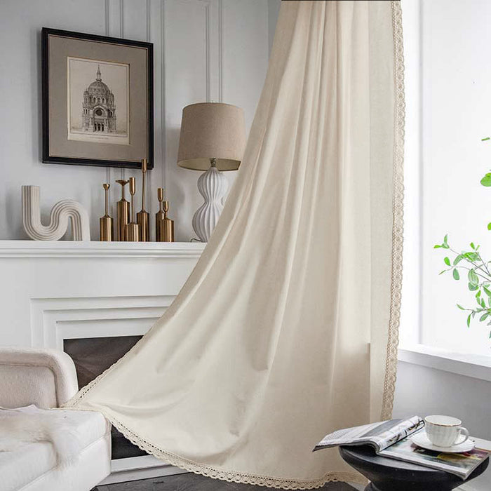 Cotton White Curtain Hollow-Out Drapes with Tassel Curtains Ownkoti Rod Pocket 59"W×110"L