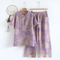 Ownkoti Cotton Yarn-dyed Retro Short-sleeve Loungewear Set - image 0