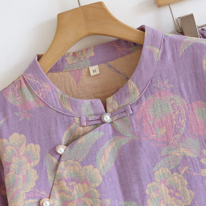 Ownkoti Cotton Yarn-dyed Retro Short-sleeve Loungewear Set - image 3