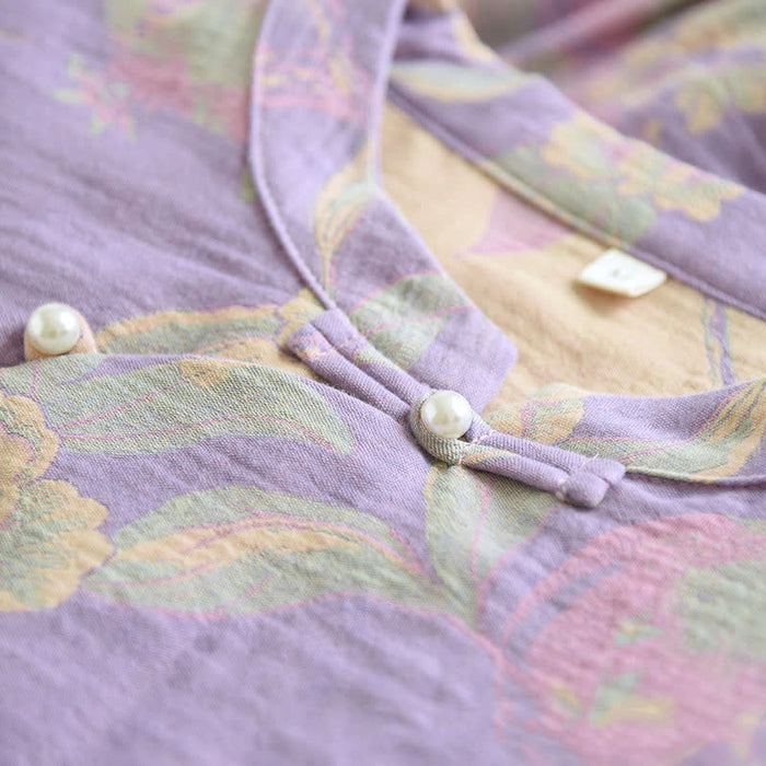 Ownkoti Cotton Yarn-dyed Retro Short-sleeve Loungewear Set - image 5