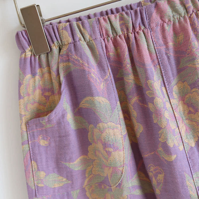 Ownkoti Cotton Yarn-dyed Retro Short-sleeve Loungewear Set - image 7