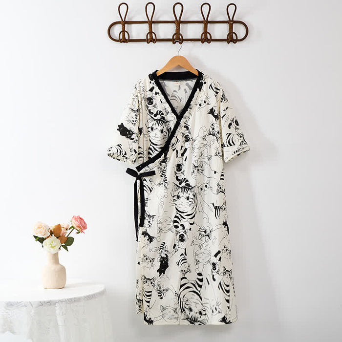 Ownkoti Country Style Padded Tie Nightgown with Pocket - XXL - image 1