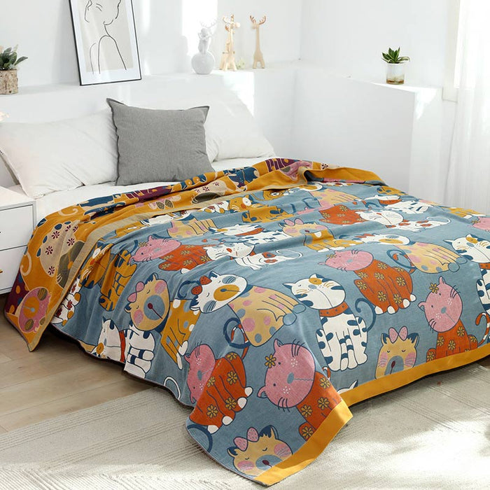 Cute Animal Cartoon Reversible Cotton Quilt