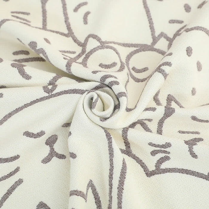 Ownkoti Cute Cat Four Layers Cotton Gauze Quilt