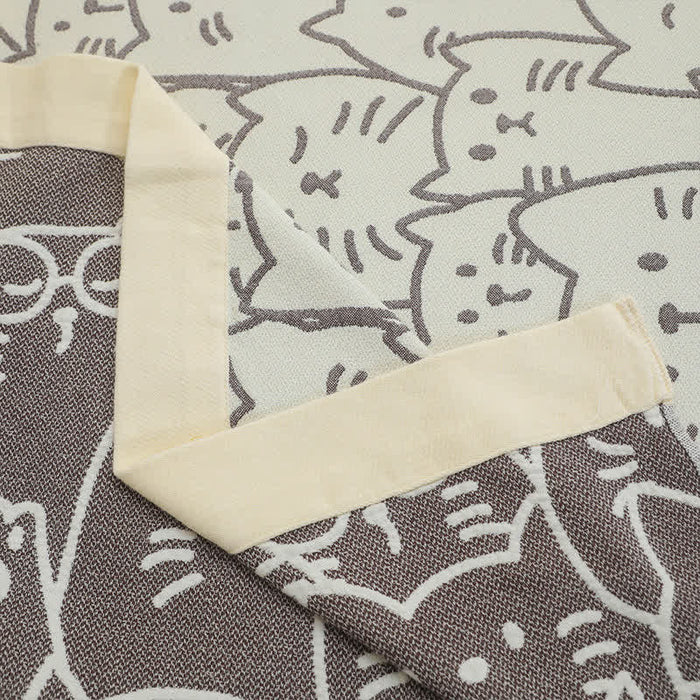 Ownkoti Cute Cat Four Layers Cotton Gauze Quilt