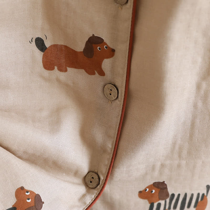 Ownkoti Cute Dachshund Couple Short-sleeve Pajama Set