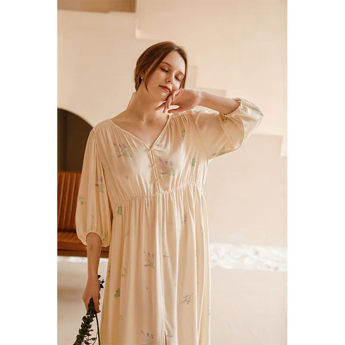 Cute Rural Style Comfy Satin Nightdress Loungewear Ownkoti 1