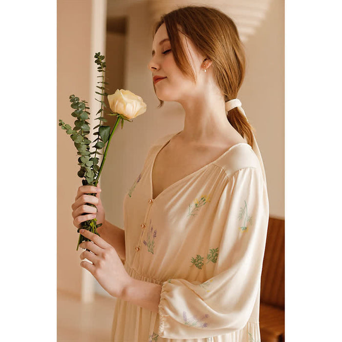 Cute Rural Style Comfy Satin Nightdress Loungewear Ownkoti 2