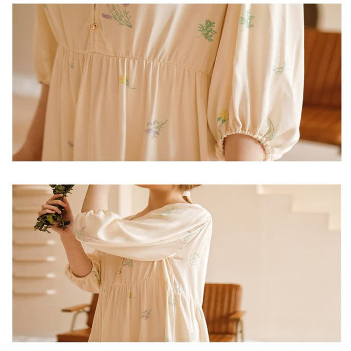 Cute Rural Style Comfy Satin Nightdress Loungewear Ownkoti 3