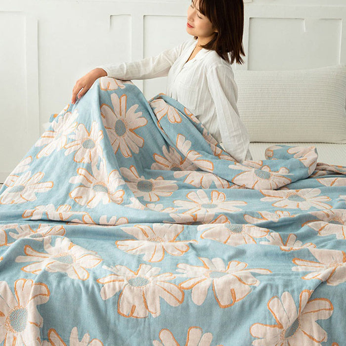 Ownkoti Daisy Printed Cotton Soft Reversible Quilt