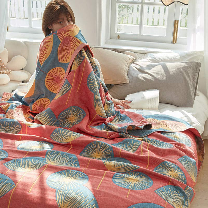 Ownkoti Dandelion Print Cotton Reversible Quilt