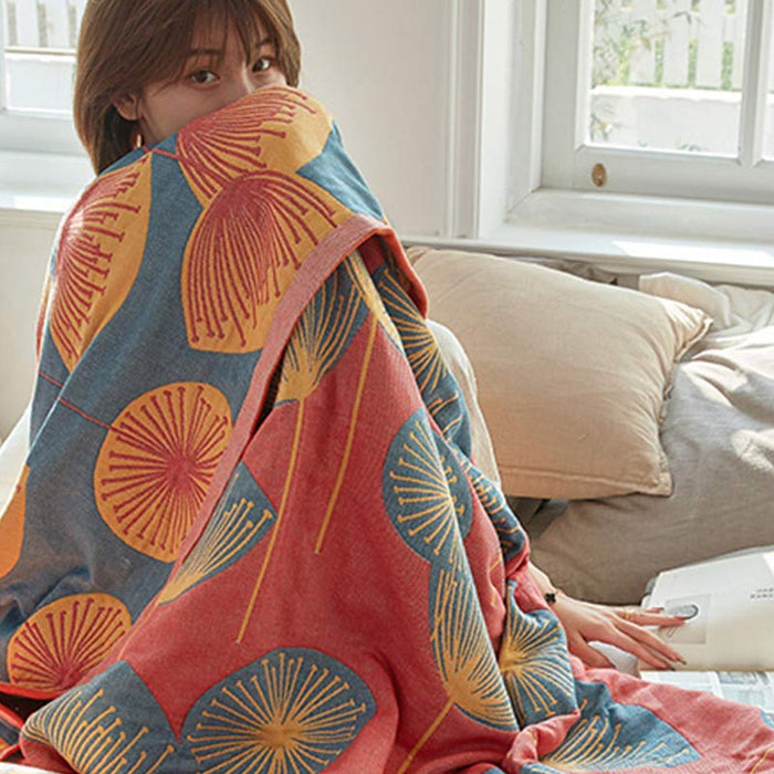 Ownkoti Dandelion Print Cotton Reversible Quilt