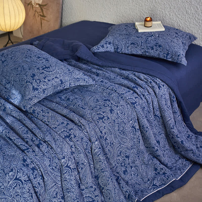 Ownkoti Dark Blue Retro Cotton Gauze Bedding Collection