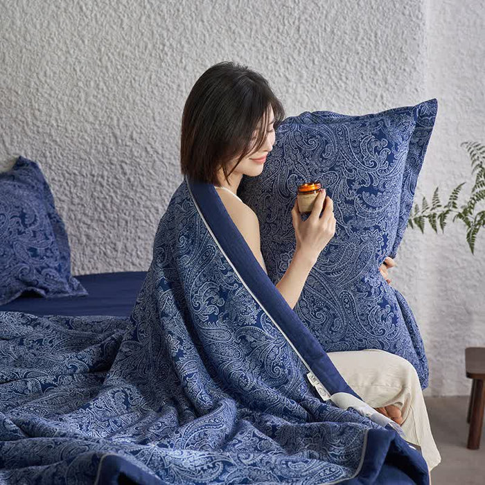 Ownkoti Dark Blue Retro Cotton Gauze Bedding Collection