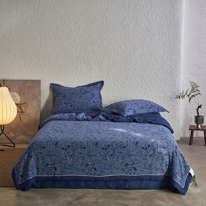 Ownkoti Dark Blue Retro Cotton Gauze Bedding Collection