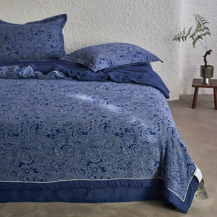 Ownkoti Dark Blue Retro Cotton Gauze Bedding Collection