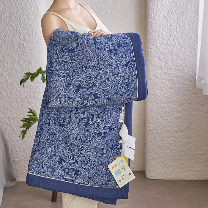 Ownkoti Dark Blue Retro Cotton Gauze Bedding Collection