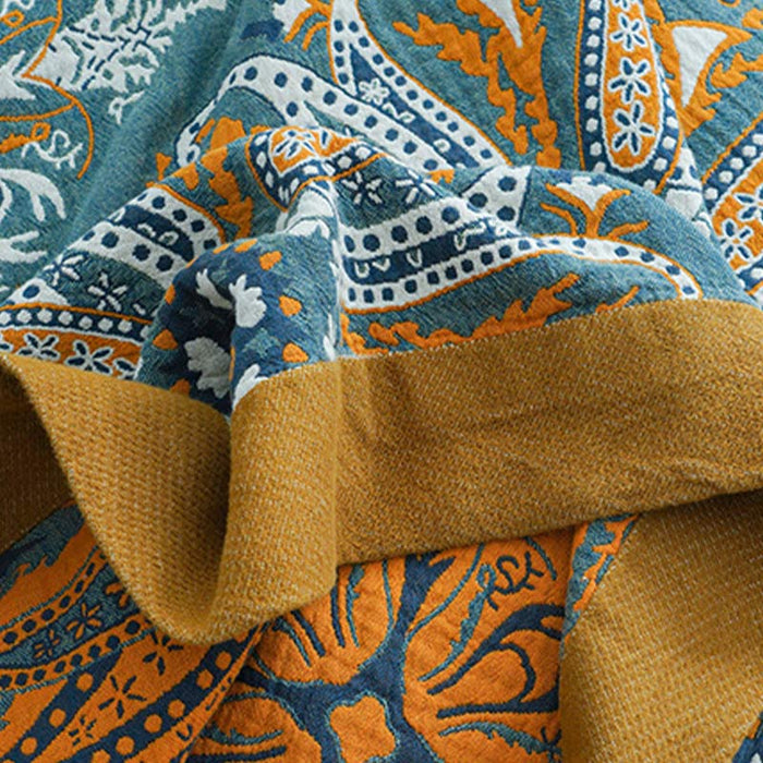 Dark Cyan Double-Sided Floral Cotton Quilt