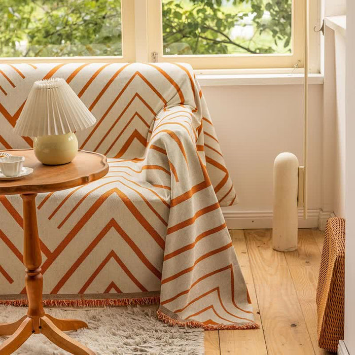 Ownkoti Diamond Stripe Multifunctional Blanket Sofa Protecto