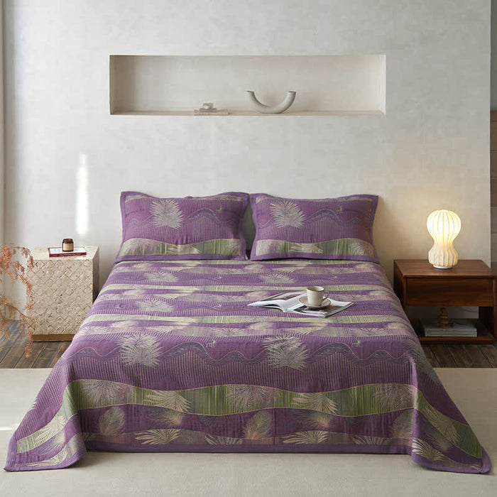 Ownkoti Double Layers Gauze Retro Leaf Comfy Quilt